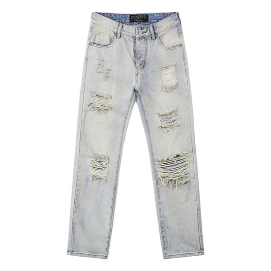 Blue & Grey & Black Loose Fit Denim Pants Streetwear Vintage Style Jeans 8209