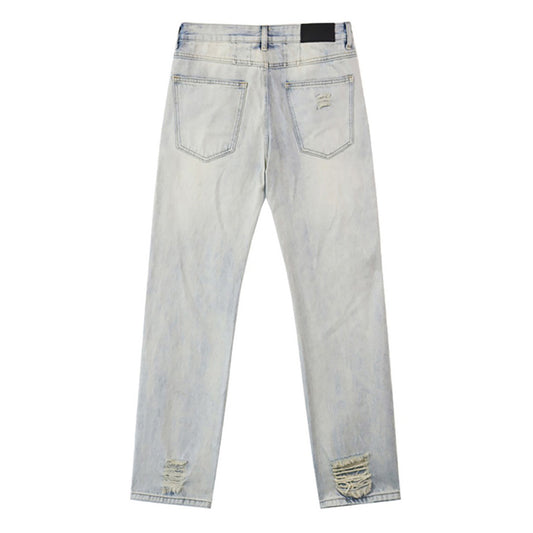 Blue & Grey & Black Loose Fit Denim Pants Streetwear Vintage Style Jeans 8209