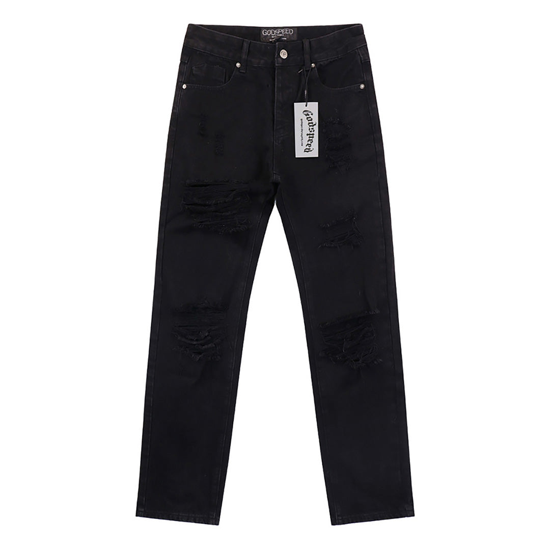Blue & Grey & Black Loose Fit Denim Pants Streetwear Vintage Style Jeans 8209