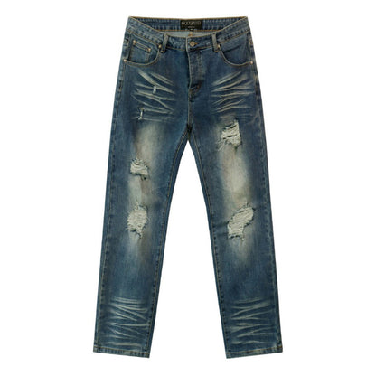 Black & Grey & Blue Loose Fit Denim Pants Streetwear Vintage Style Jeans 8211
