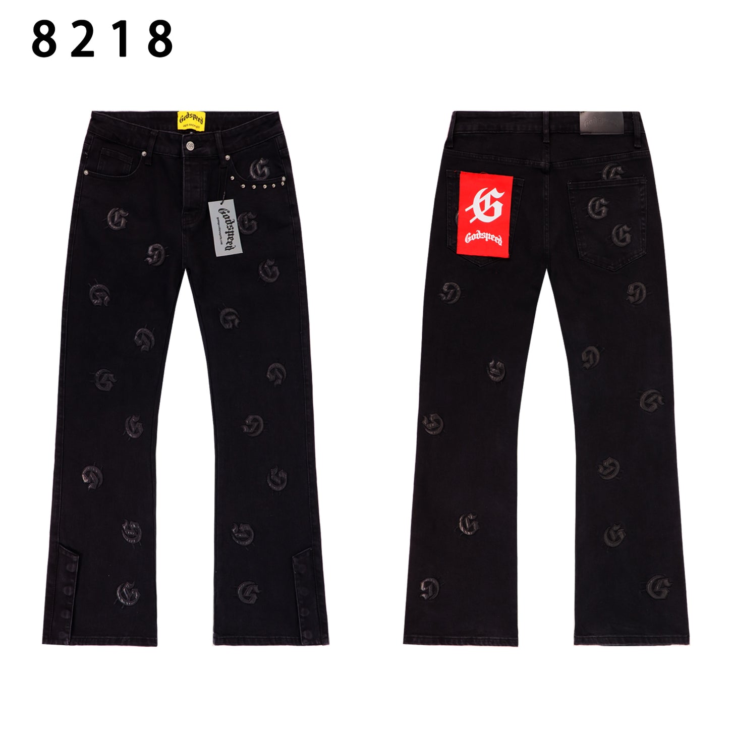 Grey & Blue & Black Loose Fit Denim Pants Streetwear Vintage Style Jeans 8218