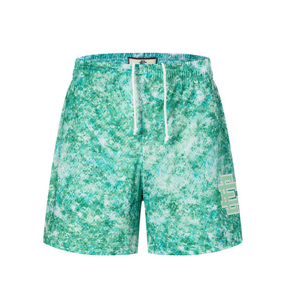 Aqua Green Streetwear Loose Fit Shorts  Casual Urban Style EES-09