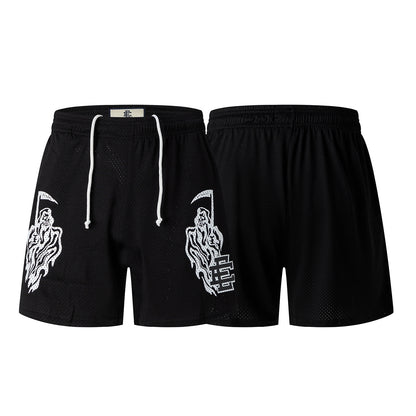 Black Streetwear Shorts Quick Dry Loose Fit Breathable Elastic Waist Summer Casual Shorts EES-11