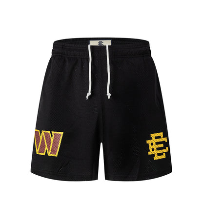 Black Streetwear Shorts Quick Dry Loose Fit Breathable Elastic Waist Summer Casual Shorts EES-12
