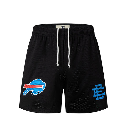 Black Streetwear bills Shorts Quick Dry Loose Fit Breathable Elastic Waist Summer Casual Shorts EES14