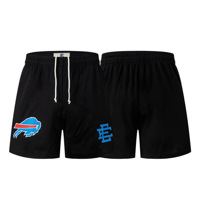 Black Streetwear bills Shorts Quick Dry Loose Fit Breathable Elastic Waist Summer Casual Shorts EES14