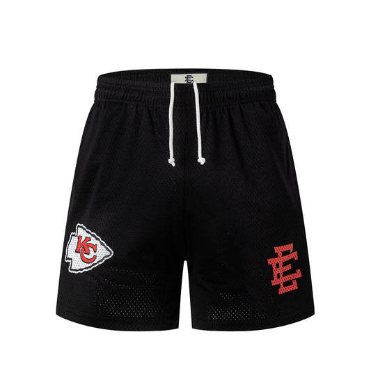 Black Streetwear Chiefs Shorts Quick Dry Loose Fit Breathable Elastic Waist Summer Casual Shorts EES15