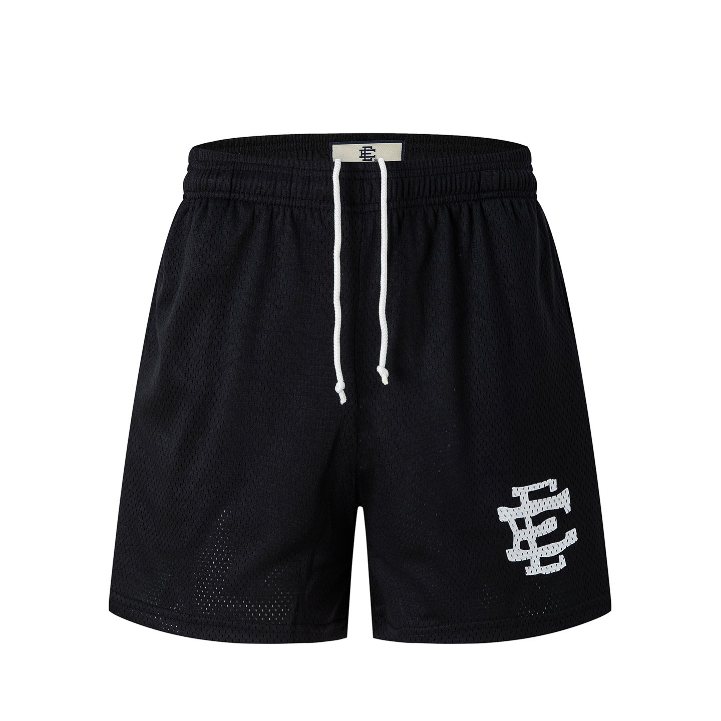 Black Streetwear Shorts White Letter Print Quick Dry Loose Fit Breathable Elastic Waist Summer Casual Shorts EES16