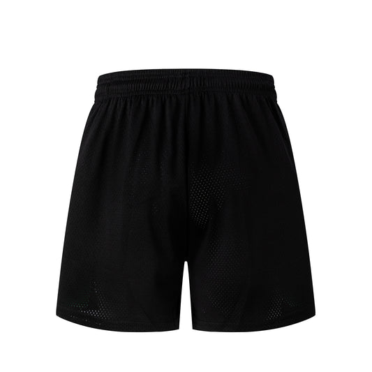 Black Streetwear Shorts White Letter Print Quick Dry Loose Fit Breathable Elastic Waist Summer Casual Shorts EES16