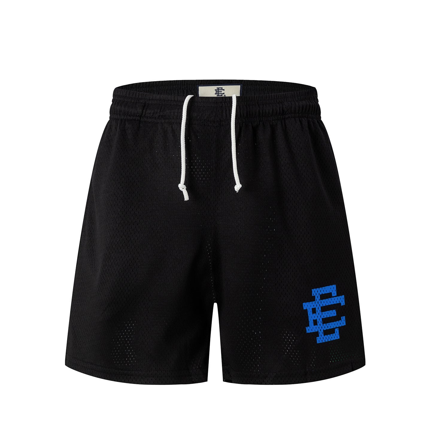 Black Streetwear Shorts Blue Letter Print Quick Dry Loose Fit Breathable Elastic Waist Summer Casual Shorts EES17