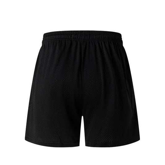 Black Streetwear Shorts Blue Letter Print Quick Dry Loose Fit Breathable Elastic Waist Summer Casual Shorts EES17