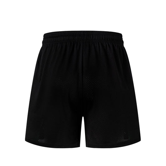 Black Streetwear Shorts Gold Letter Print Quick Dry Loose Fit Breathable Elastic Waist Summer Casual Shorts EES18
