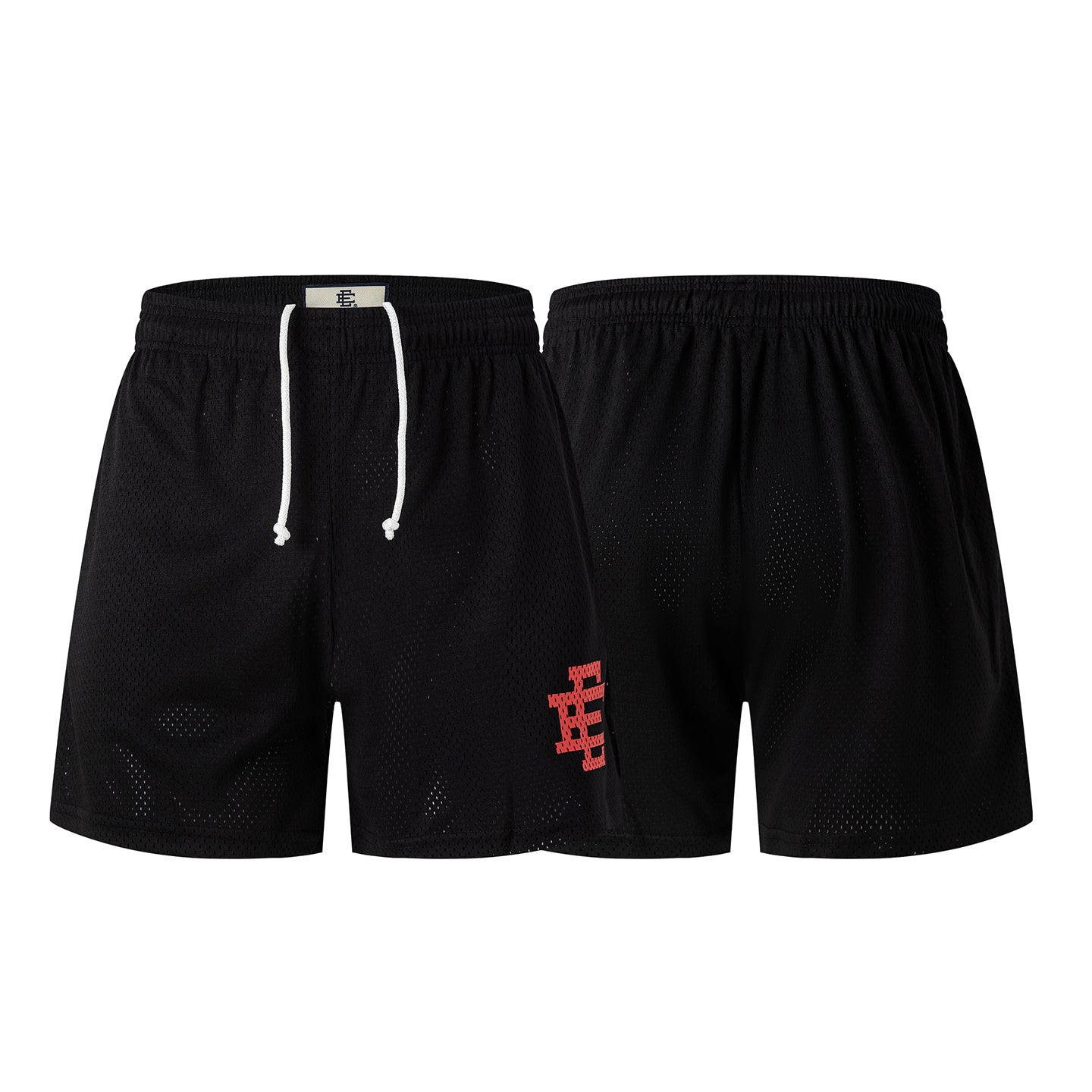 Black Streetwear Shorts Red Letter Print Loose Fit Breathable Elastic Waist Quick-drying Shorts EES20