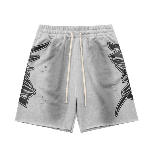 MIX 360G Heavyweight Cotton Terry Shorts Vintage Spray Paint Distressed Streetwear Shorts EM10