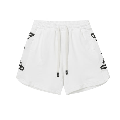 Vintage Street Style Washed Embroidered Letter Drawstring Shorts Loose Fit Unisex Streetwear Casual Shorts G0001