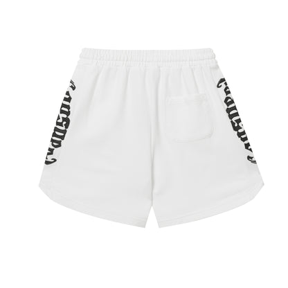 Vintage Street Style Washed Embroidered Letter Drawstring Shorts Loose Fit Unisex Streetwear Casual Shorts G0001