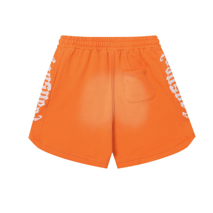 Vintage Street Style Washed Embroidered Letter Drawstring Shorts Loose Fit Unisex Streetwear Casual Shorts G0001