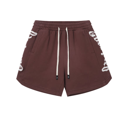 Vintage Street Style Washed Embroidered Letter Drawstring Shorts Loose Fit Unisex Streetwear Casual Shorts G0001