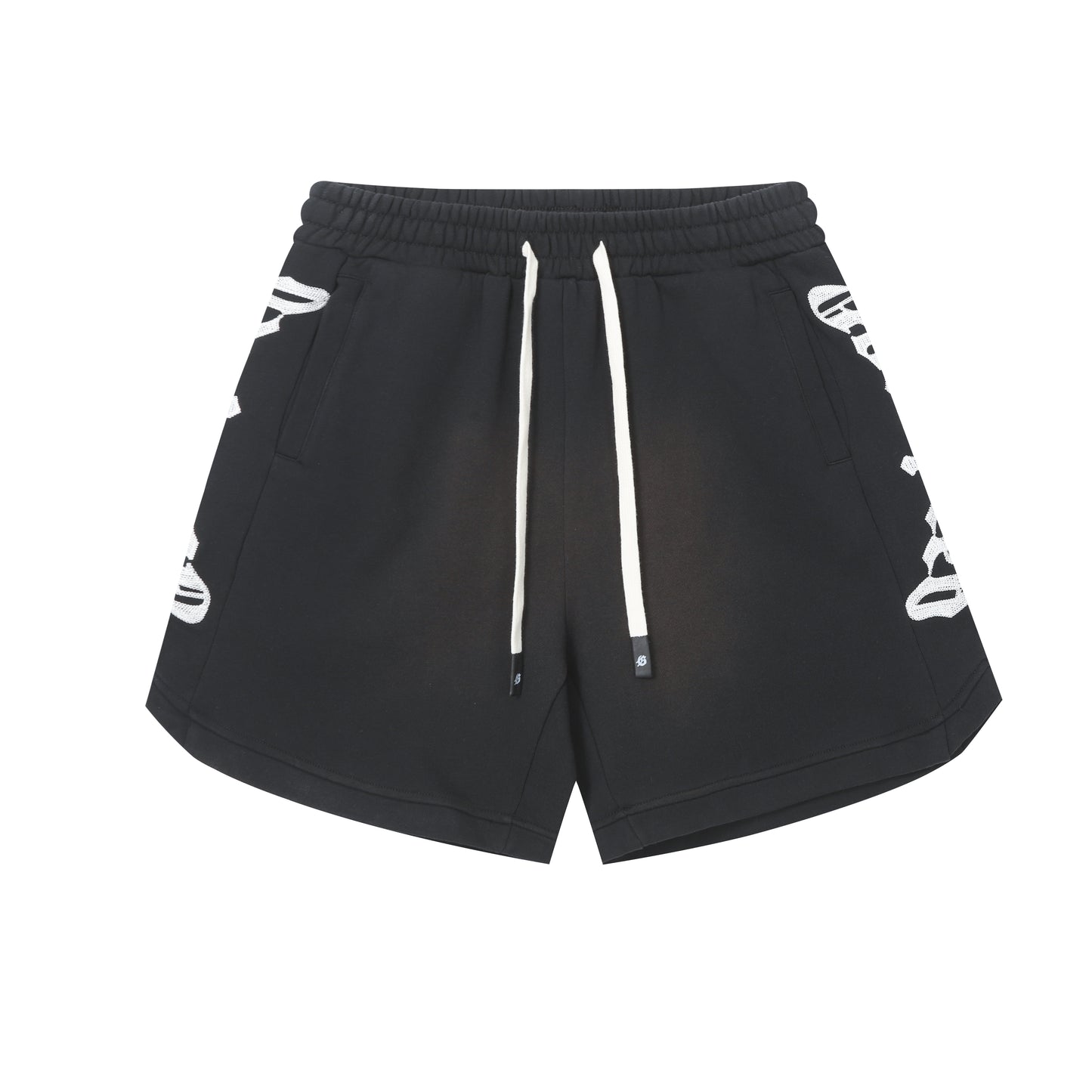 Vintage Street Style Washed Embroidered Letter Drawstring Shorts Loose Fit Unisex Streetwear Casual Shorts G0001