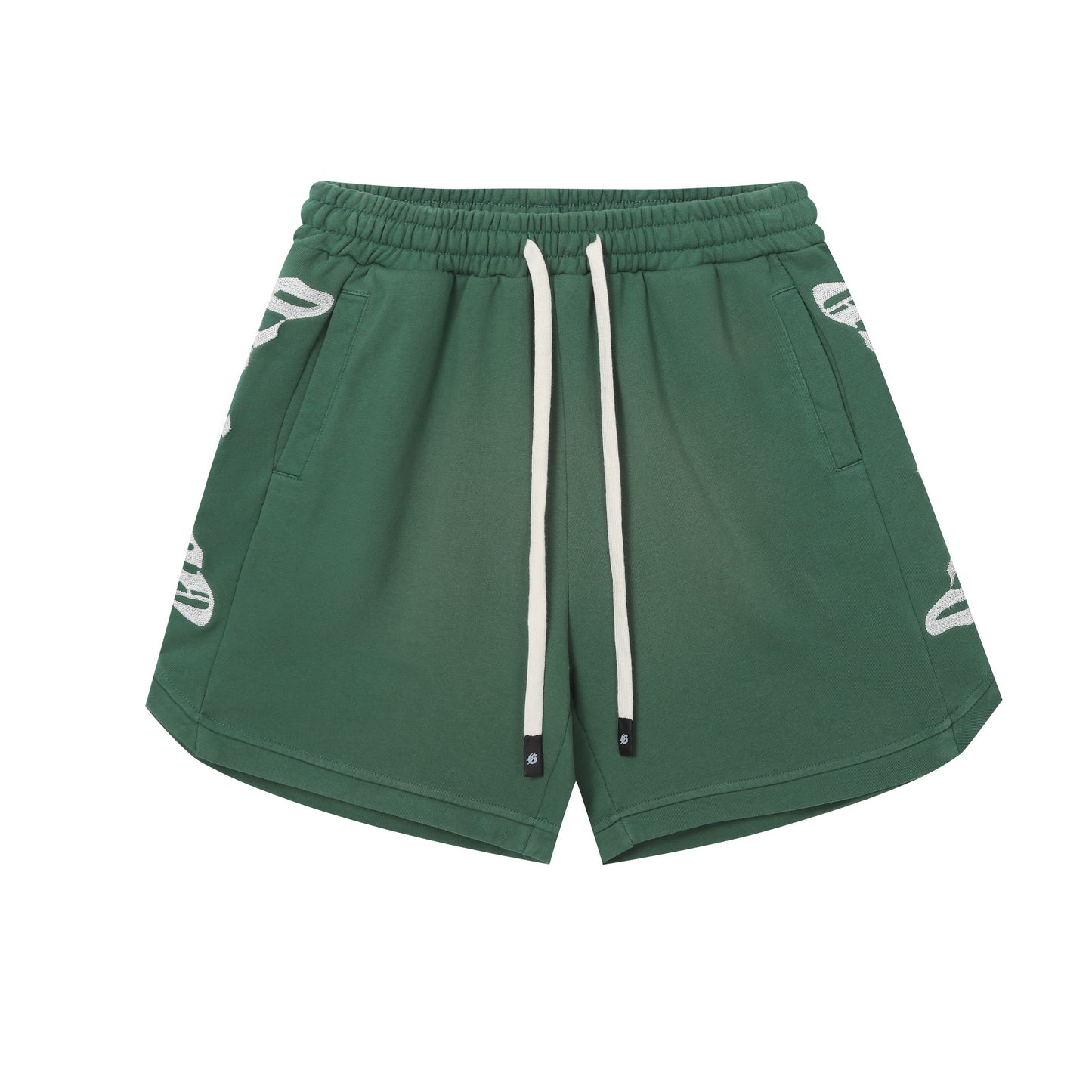 Vintage Street Style Washed Embroidered Letter Drawstring Shorts Loose Fit Unisex Streetwear Casual Shorts G0001