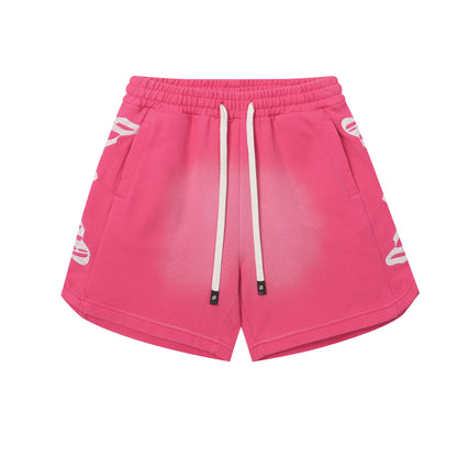 Vintage Street Style Washed Embroidered Letter Drawstring Shorts Loose Fit Unisex Streetwear Casual Shorts G0001