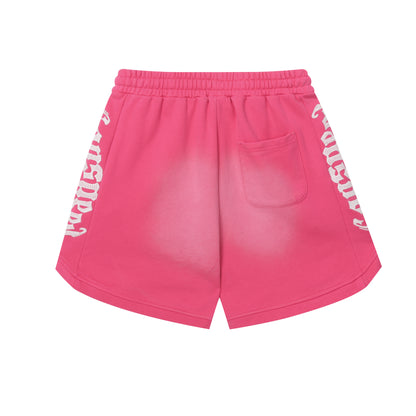 Vintage Street Style Washed Embroidered Letter Drawstring Shorts Loose Fit Unisex Streetwear Casual Shorts G0001
