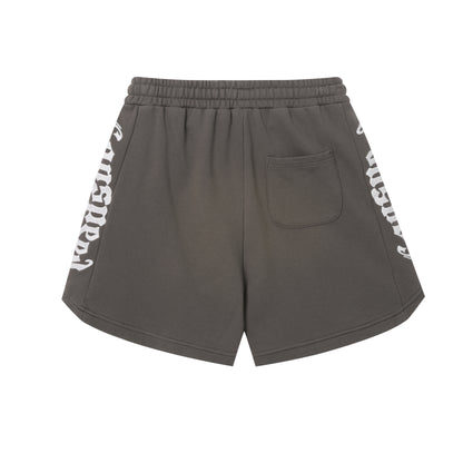 Vintage Street Style Washed Embroidered Letter Drawstring Shorts Loose Fit Unisex Streetwear Casual Shorts G0001