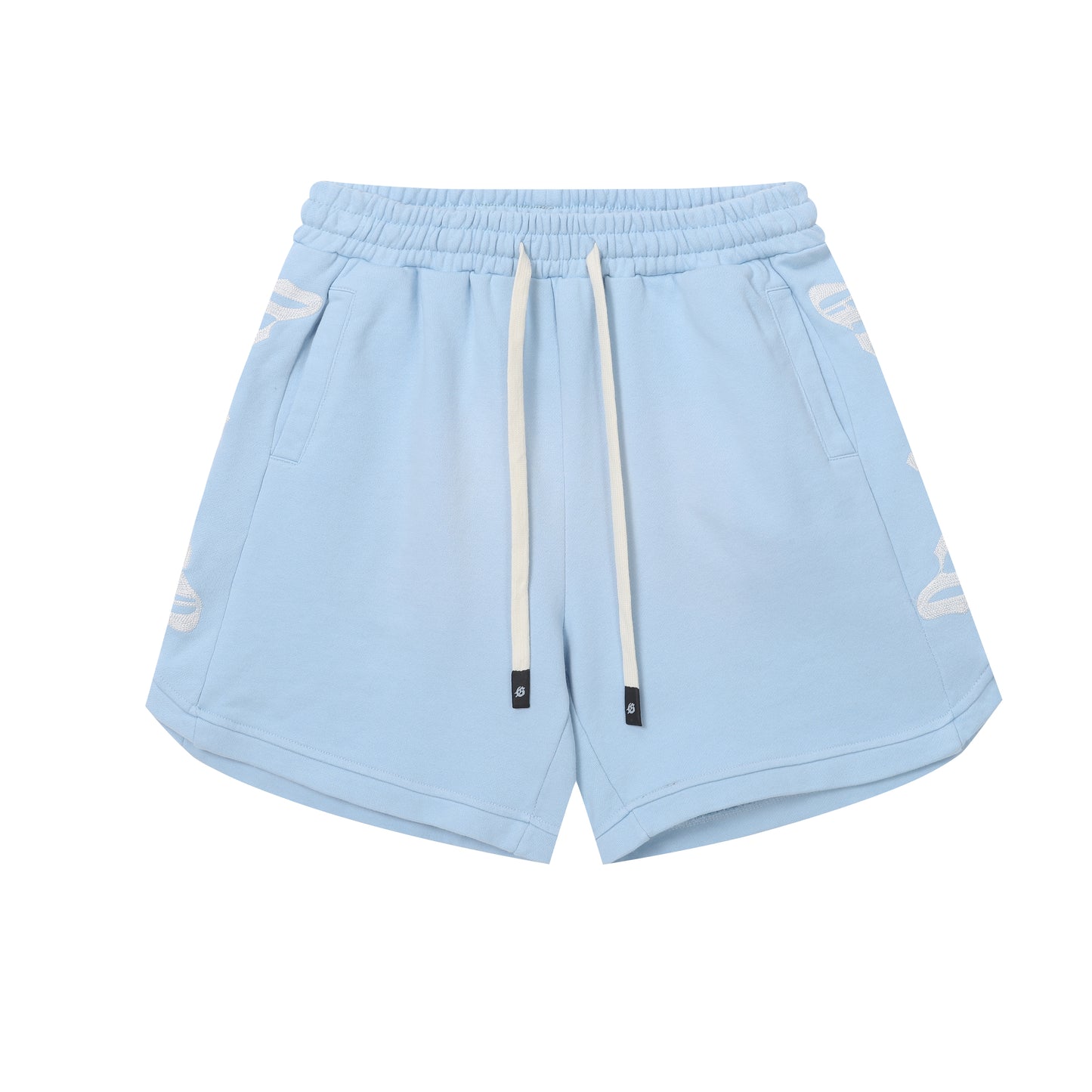 Vintage Street Style Washed Embroidered Letter Drawstring Shorts Loose Fit Unisex Streetwear Casual Shorts G0001