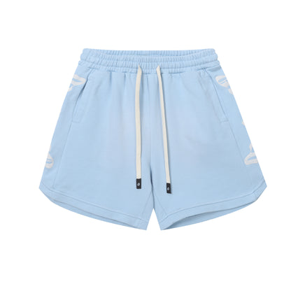 Vintage Street Style Washed Embroidered Letter Drawstring Shorts Loose Fit Unisex Streetwear Casual Shorts G0001