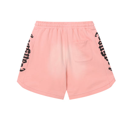 Vintage Street Style Washed Embroidered Letter Drawstring Shorts Loose Fit Unisex Streetwear Casual Shorts G0001