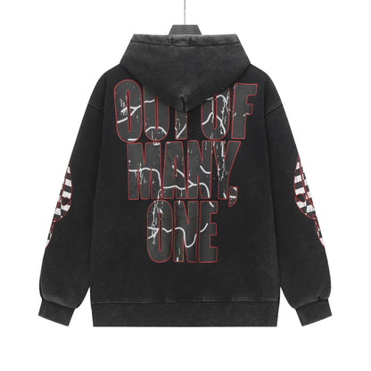 Black & Gray Street Vintage Washed Hoodie (Crafted Print) G6601