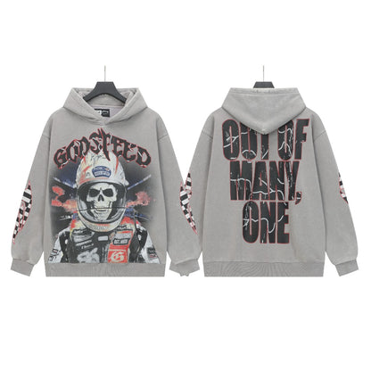 Black & Gray Street Vintage Washed Hoodie (Crafted Print) G6601
