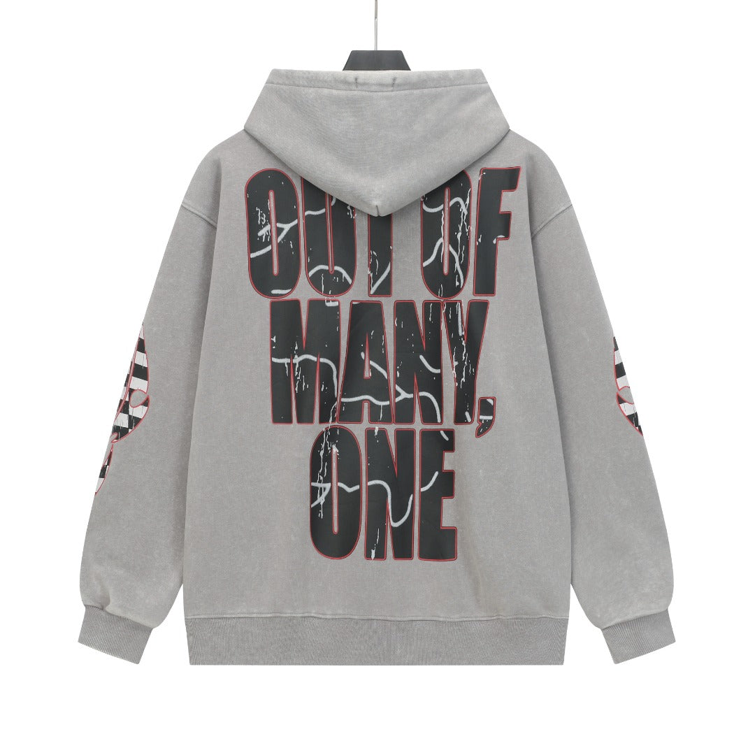 Black & Gray Street Vintage Washed Hoodie (Crafted Print) G6601