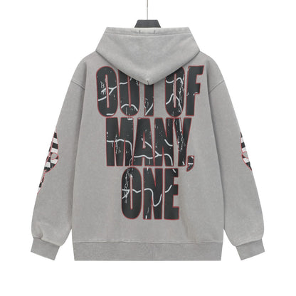Black & Gray Street Vintage Washed Hoodie (Crafted Print) G6601