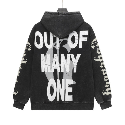 Black & Gray Street Vintage Washed Hoodie (Crafted Print) G6602