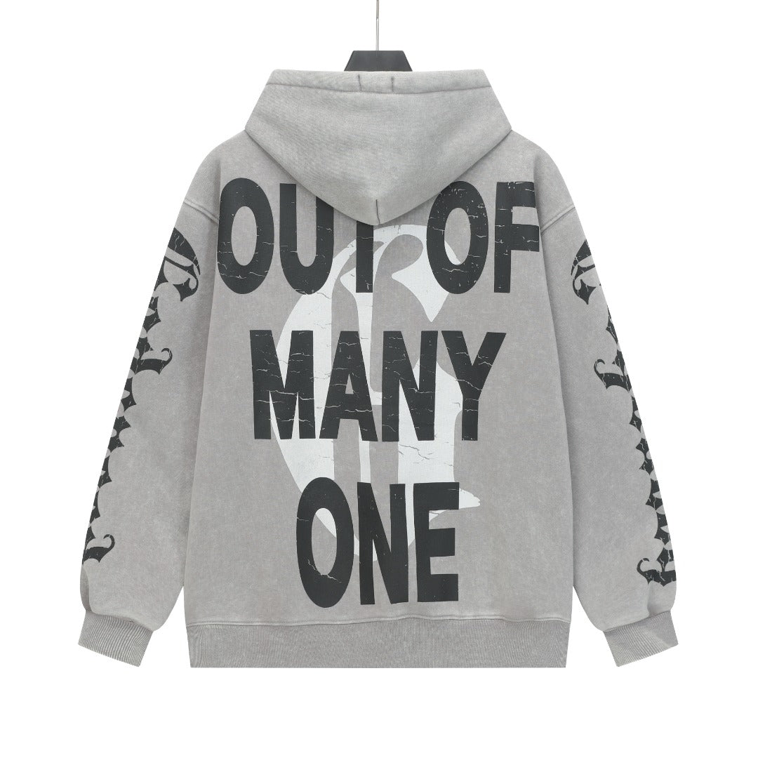 Black & Gray Street Vintage Washed Hoodie (Crafted Print) G6602