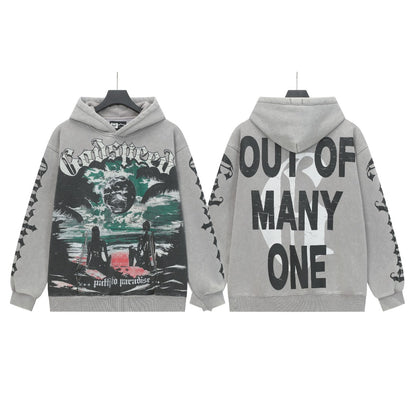 Black & Gray Street Vintage Washed Hoodie (Crafted Print) G6602