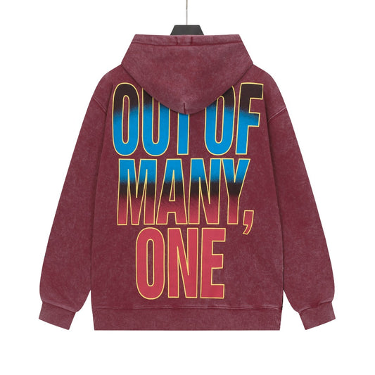 Red & Black Street Vintage Washed Hoodie (Crafted Print) G6607