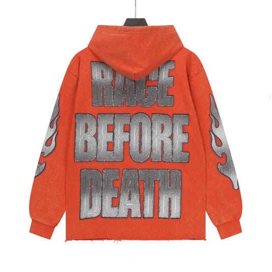 Red & Black Street Vintage Washed Hoodie (Crafted Print) G6805