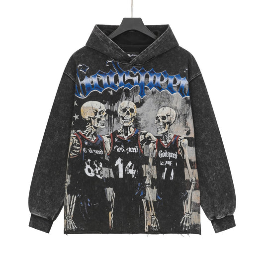 Black Street Vintage Washed Hoodie (Crafted Print) G6806