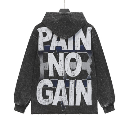 Sweat à capuche noir délavé style vintage pour homme (imprimé artisanal) G6806