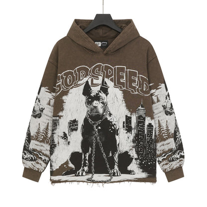 Sweat à capuche homme Black & Coffee Street Vintage Délavé (Impression artisanale) G6852