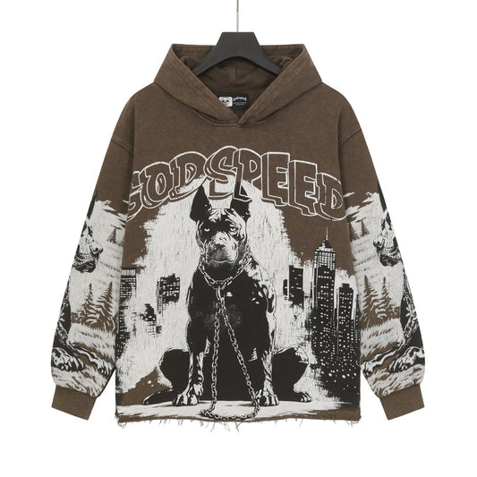 Black & Coffee Street Vintage Washed Hoodie (Crafted Print) G6852