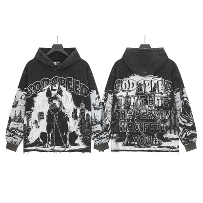 Sweat à capuche homme Black & Coffee Street Vintage Délavé (Impression artisanale) G6852