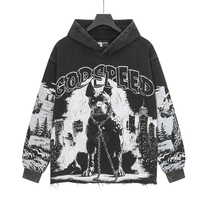 Sweat à capuche homme Black & Coffee Street Vintage Délavé (Impression artisanale) G6852