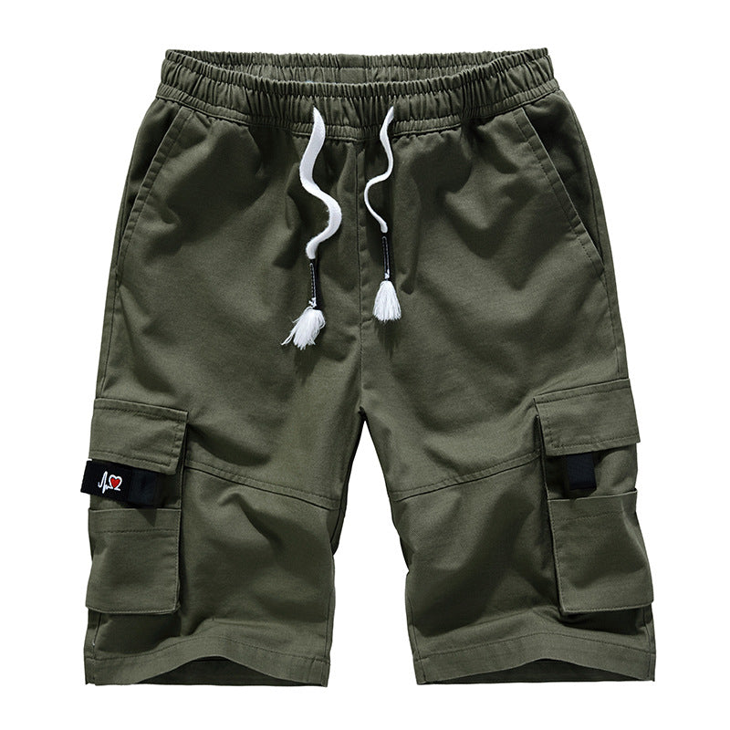 Summer men's tooling shorts loose large size men's pure cotton five-point pants multi-pocket casual pants