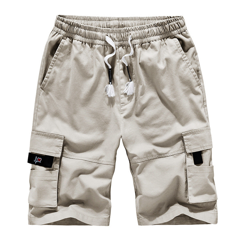 Summer men's tooling shorts loose large size men's pure cotton five-point pants multi-pocket casual pants