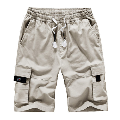 Summer men's tooling shorts loose large size men's pure cotton five-point pants multi-pocket casual pants