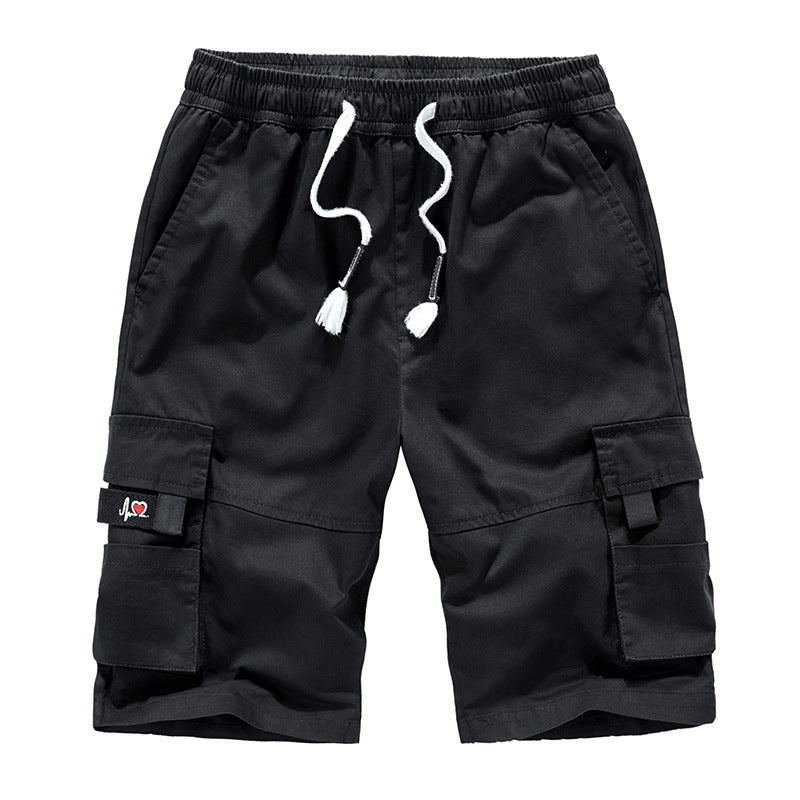 Summer men's tooling shorts loose large size men's pure cotton five-point pants multi-pocket casual pants