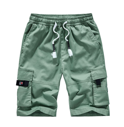 Summer men's tooling shorts loose large size men's pure cotton five-point pants multi-pocket casual pants